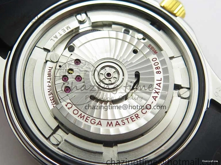 0218 Seasonal 2018 Seamaster Diver 300M SS YG VSF 1:1 Best Edition YG Bezel Black Dial on Black Rubber Strap A 7934